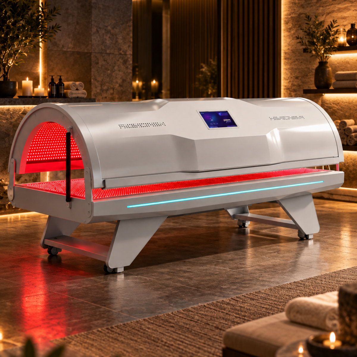 LUM-R1160 full-body red light therapy bed in Silver